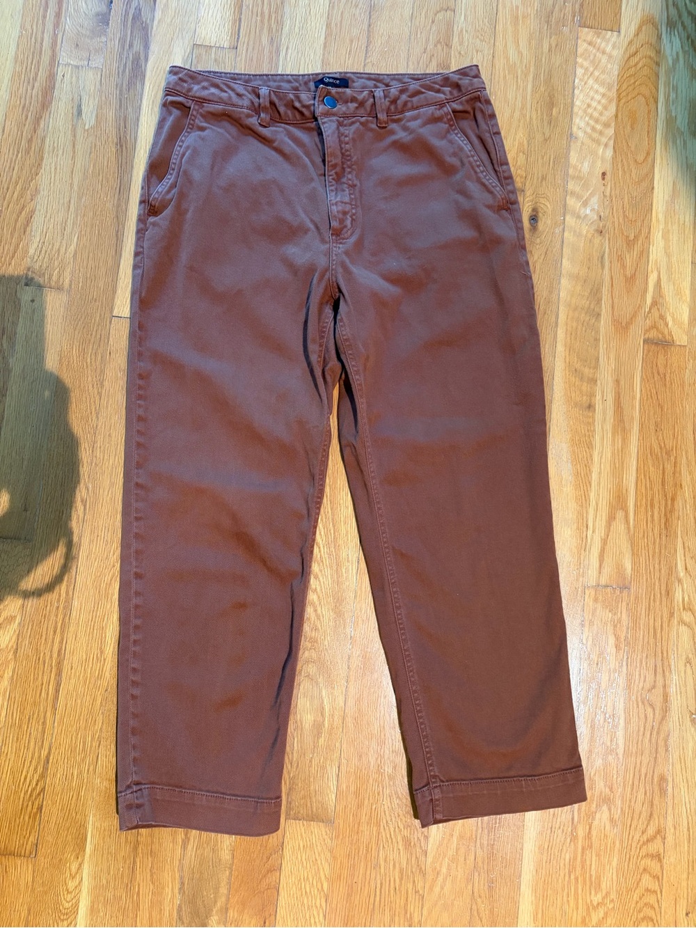 Quince Stretch Cotton Twill Straight Leg Cropped Pants in Rust